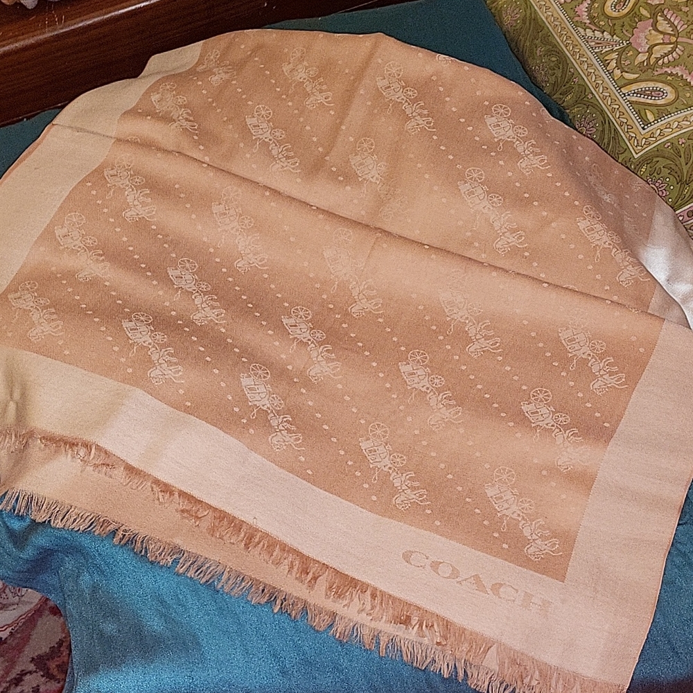 Coach Pale Pink Scarf with Signature Design